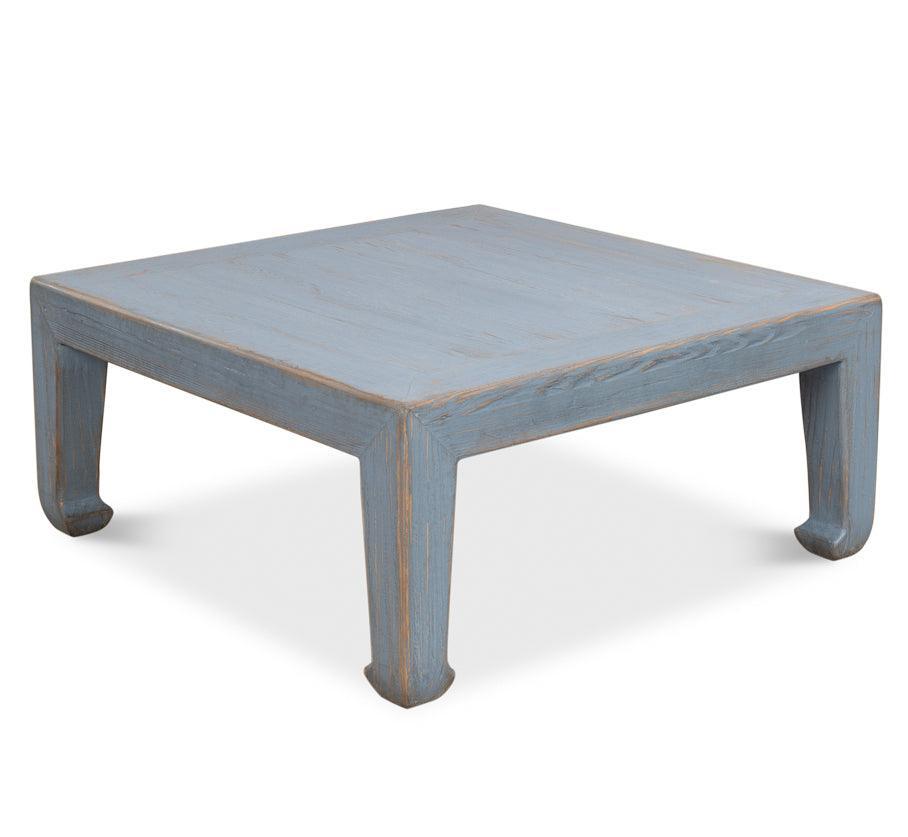 Vintage Blue Farmhouse Planked Coffee Table - Belle Escape