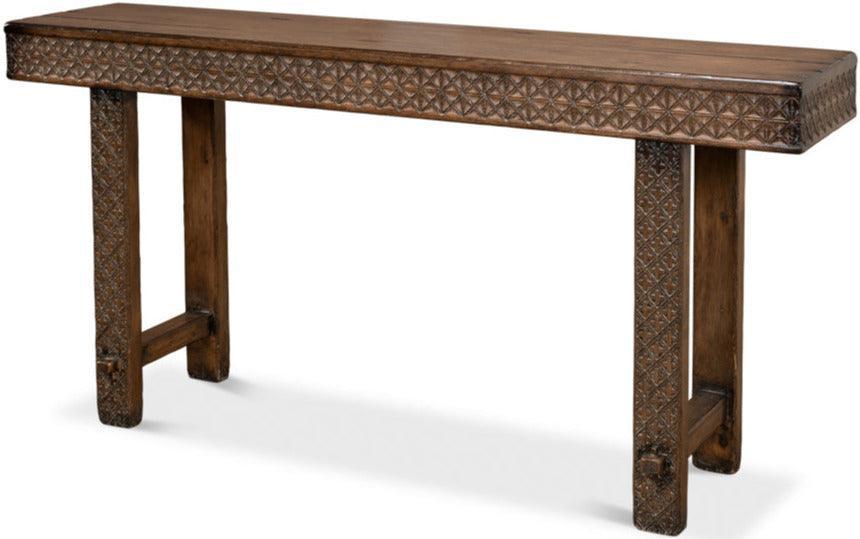 Vintage Brown Hatch Console Table - Belle Escape