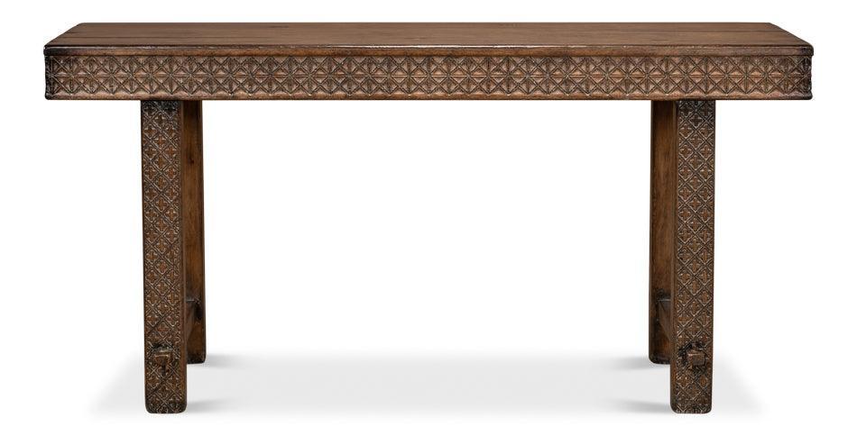 Vintage Brown Hatch Console Table - Belle Escape