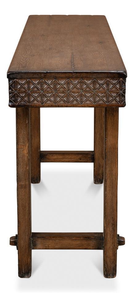 Vintage Brown Hatch Console Table - Belle Escape