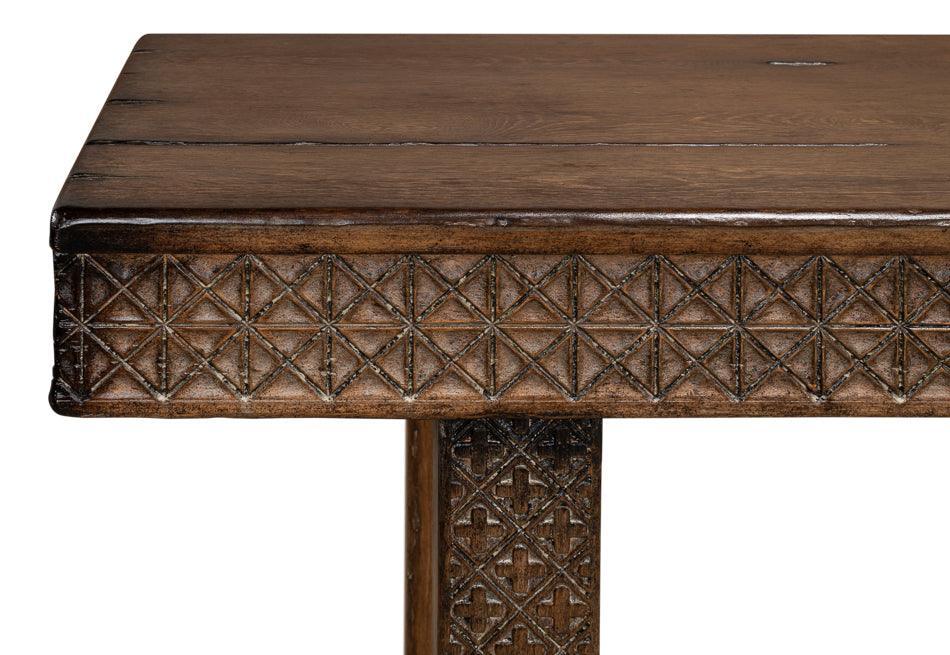 Vintage Brown Hatch Console Table - Belle Escape