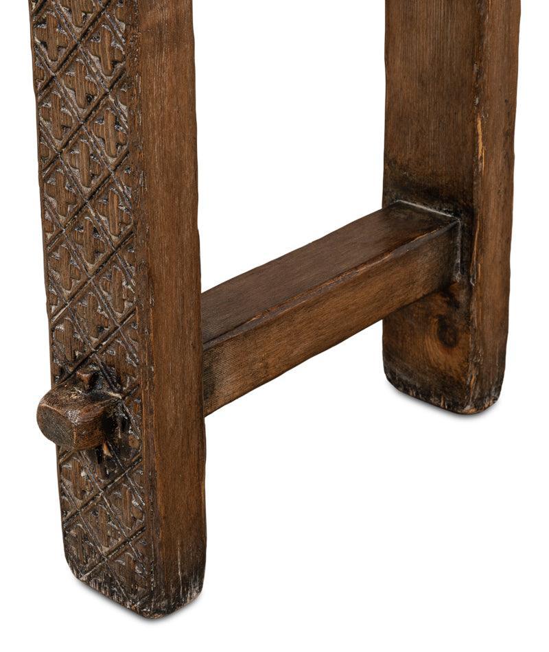 Vintage Brown Hatch Console Table - Belle Escape