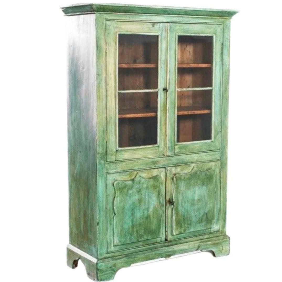 Vintage Green Patinated French Cabinet - Circa 1900 - Belle Escape
