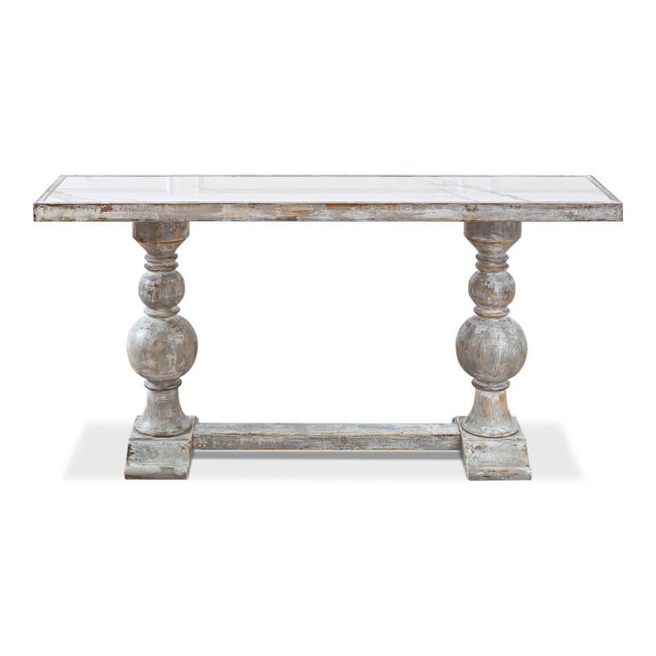 Vintage Grey Porcelain Top Console - Belle Escape