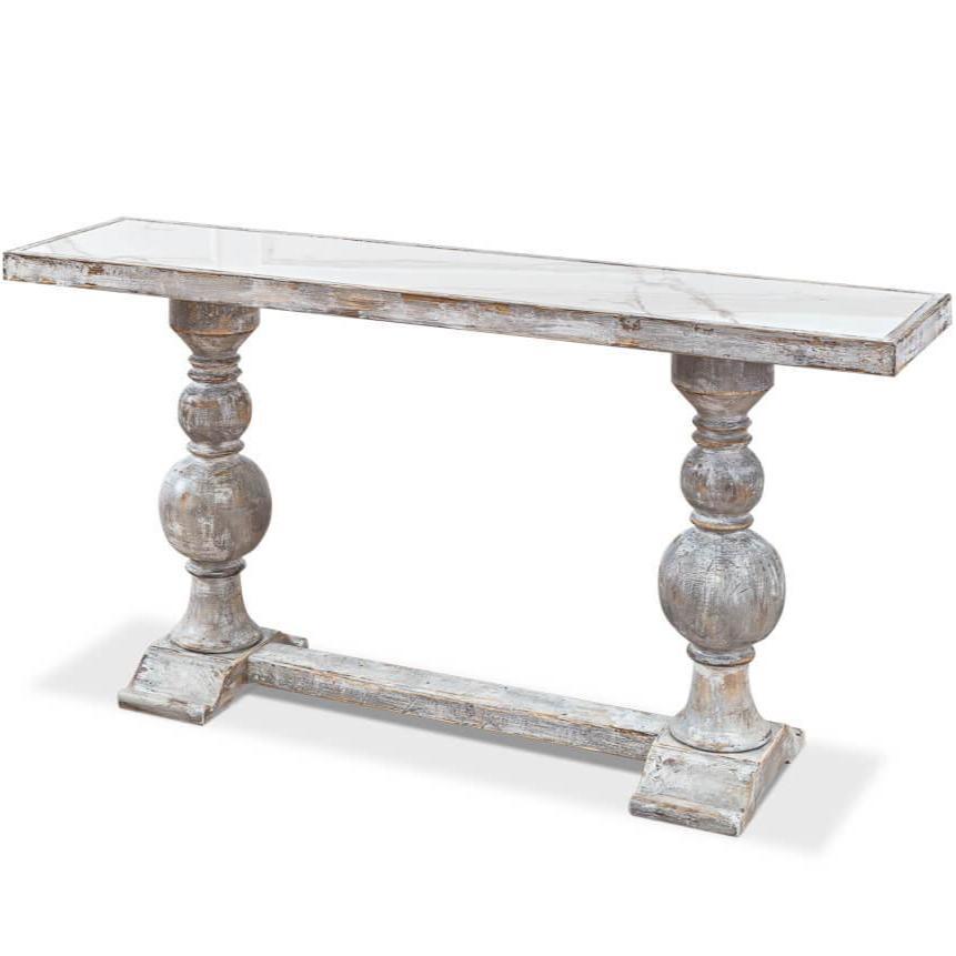 Vintage Grey Porcelain Top Console - Belle Escape