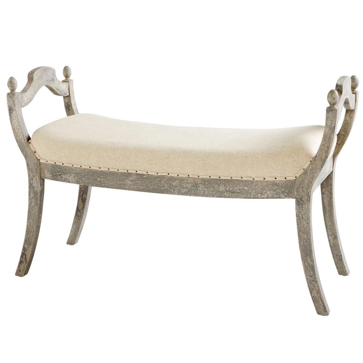 Weathered Grey Curved Bench - Belle Escape