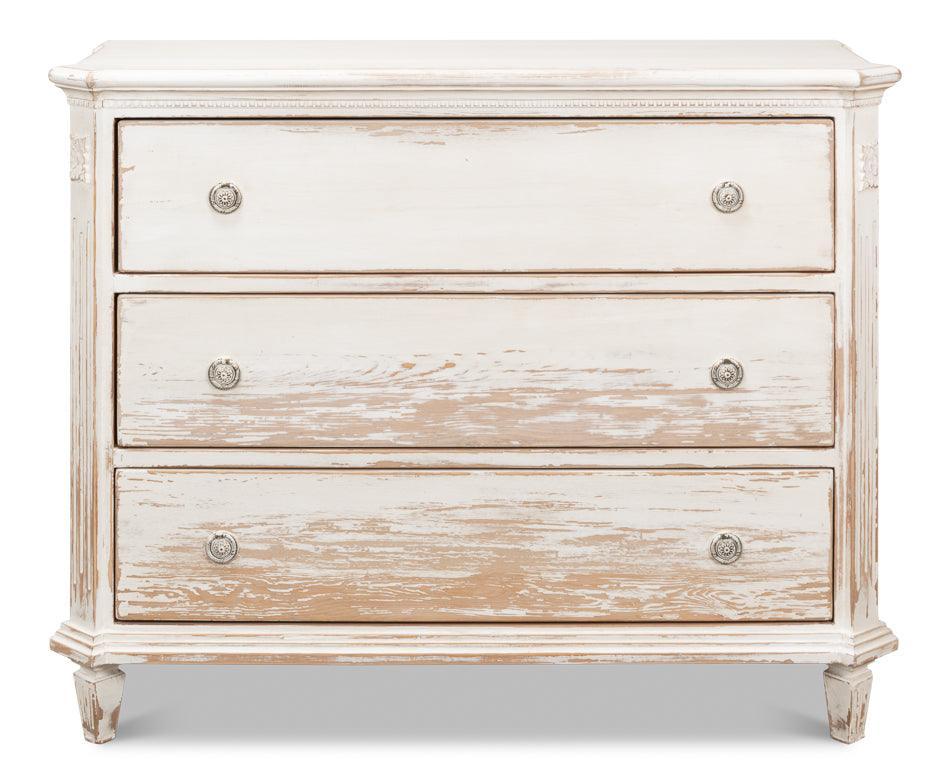 Weathered White 3-Drawer Shabby Chest - Belle Escape