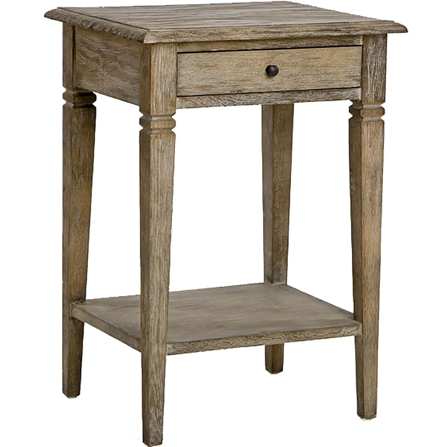 Weathered Wood French Side Table - Belle Escape