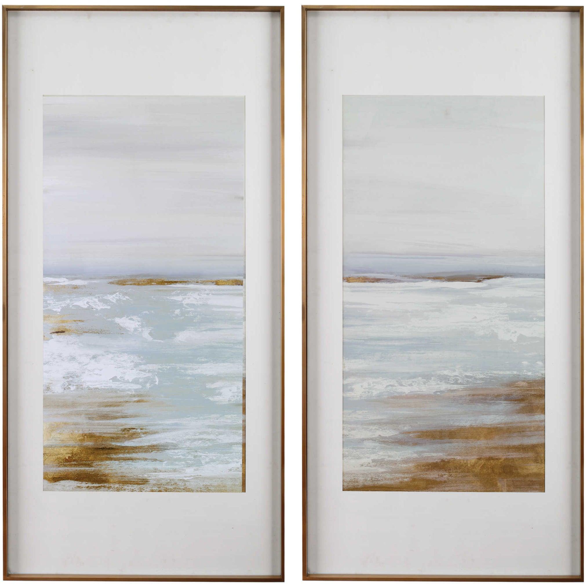 White and Blue Waterfront Coastal Art