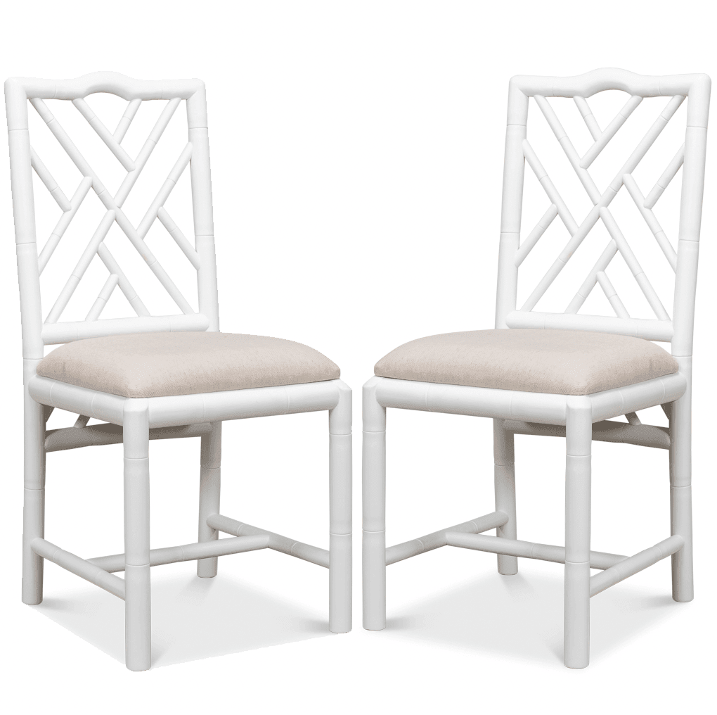 White Bamboo Motif Dining Chairs - Set - Belle Escape