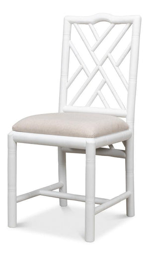 White Bamboo Motif Dining Chairs - Set