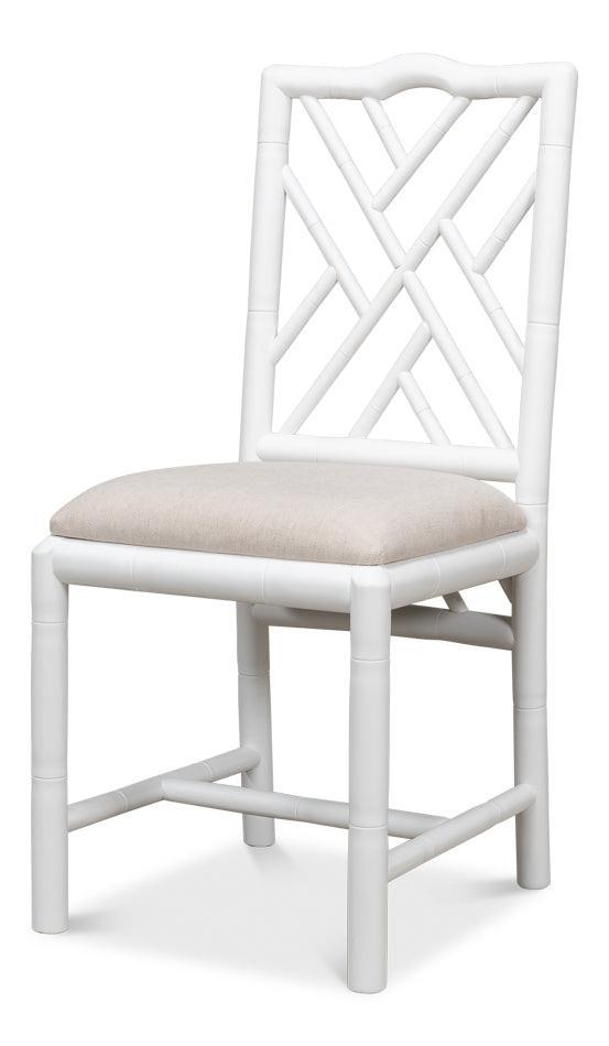 White Bamboo Motif Dining Chairs - Set - Belle Escape