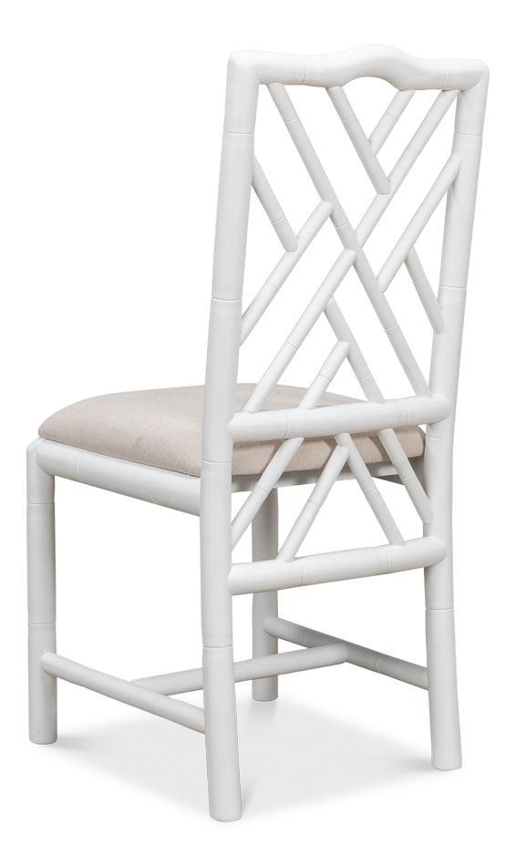 White Bamboo Motif Dining Chairs - Set - Belle Escape
