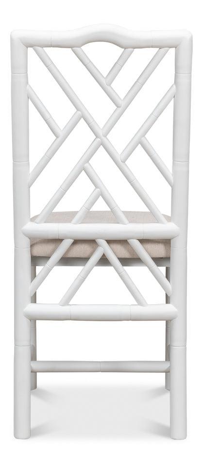 White Bamboo Motif Dining Chairs - Set - Belle Escape