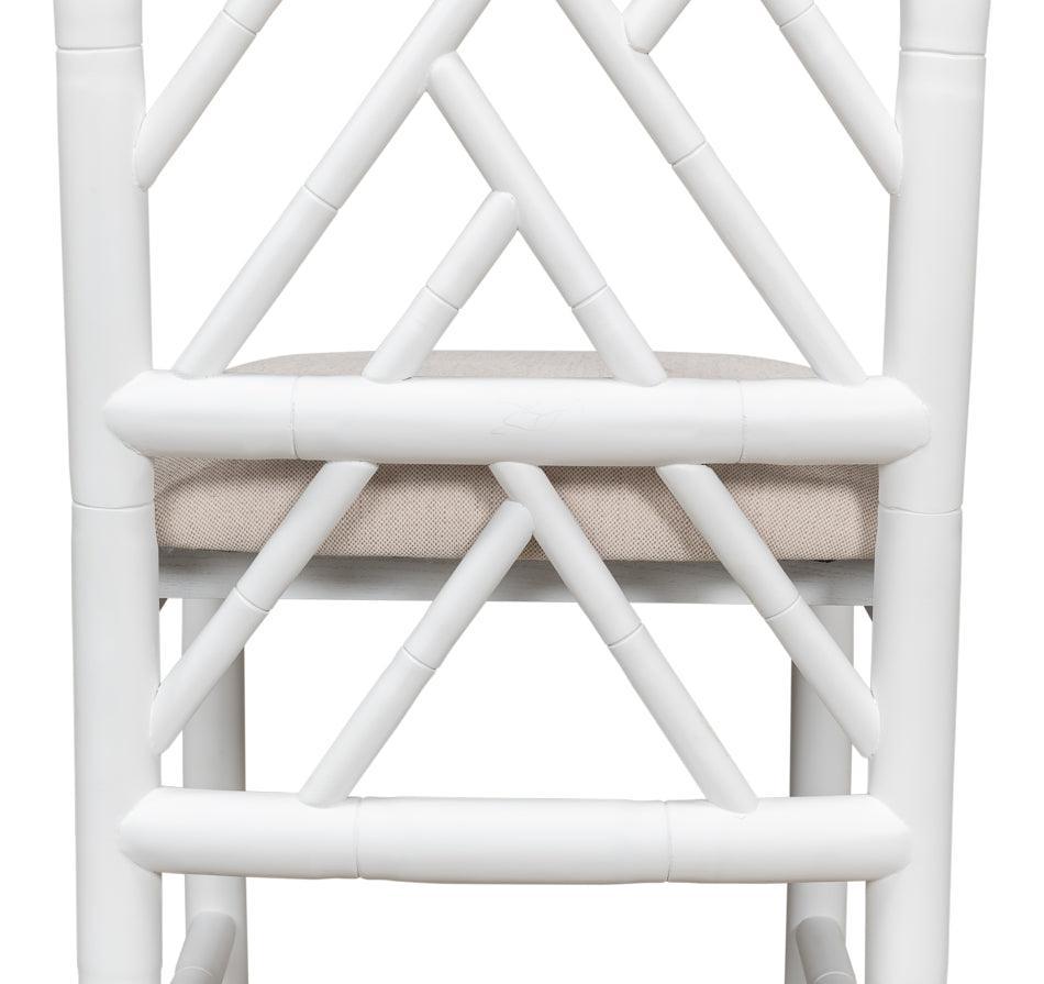 White Bamboo Motif Dining Chairs - Set - Belle Escape