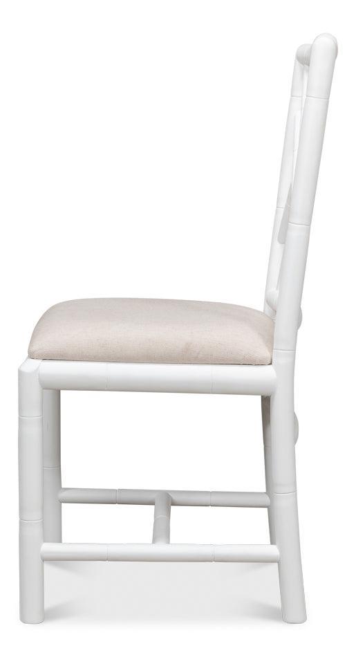 White Bamboo Motif Dining Chairs - Set - Belle Escape