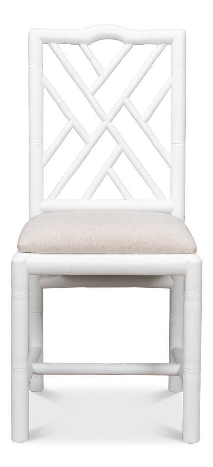 White Bamboo Motif Dining Chairs - Set - Belle Escape