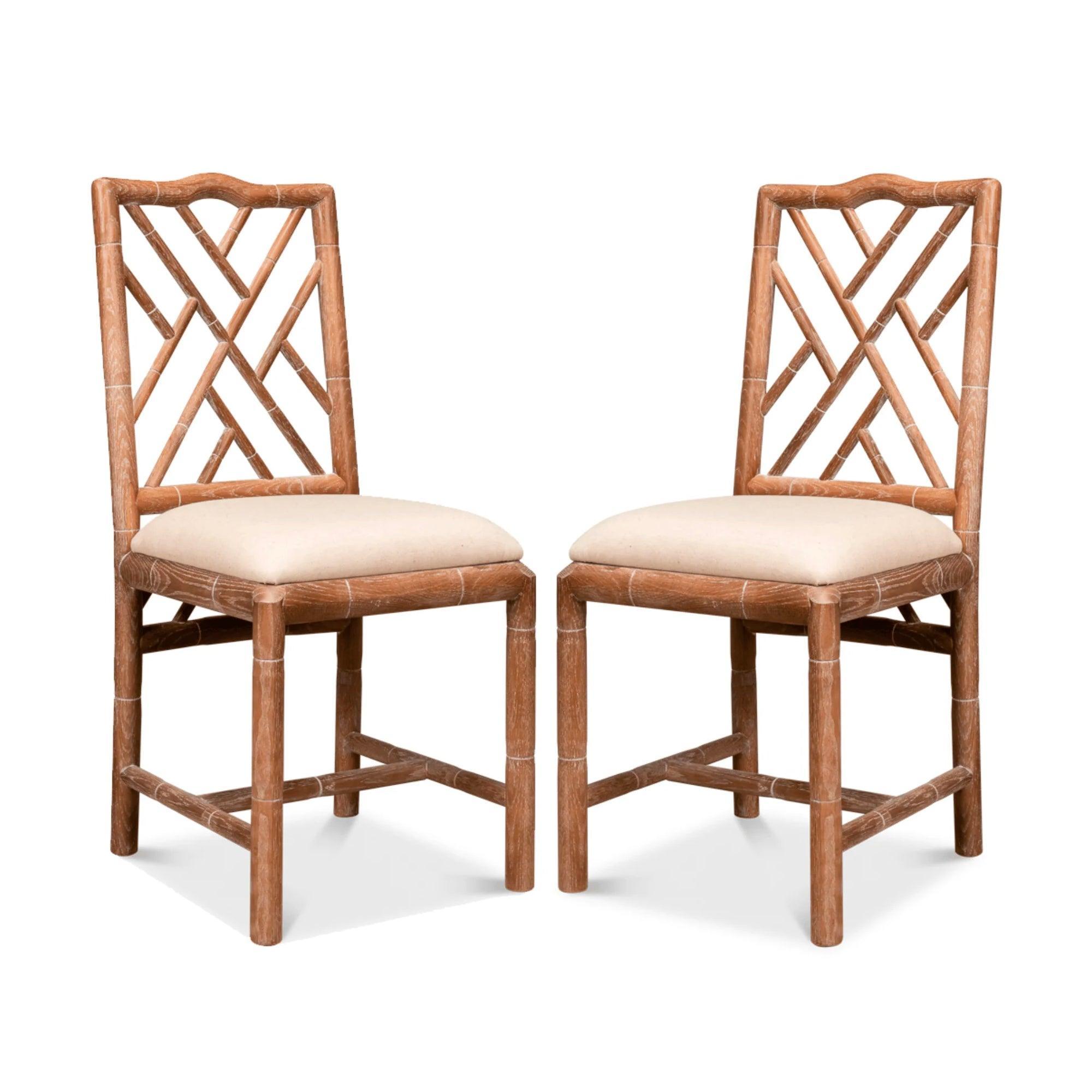 White Bamboo Motif Dining Chairs - Set - Belle Escape