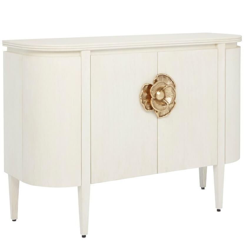 White Brass Flower Curved Sideboard - Belle Escape