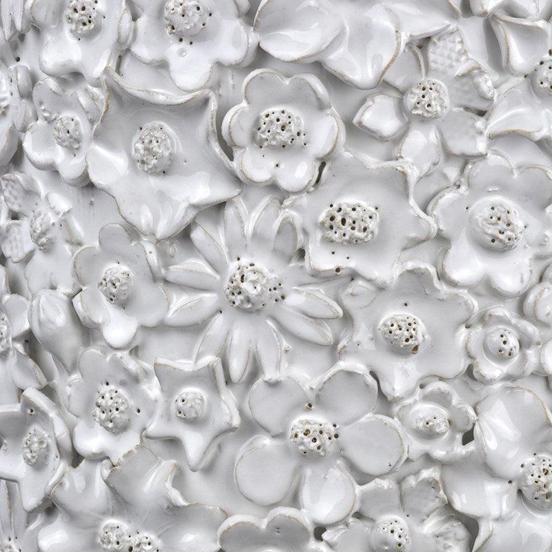 White Ceramic Floral Accent Table - Belle Escape