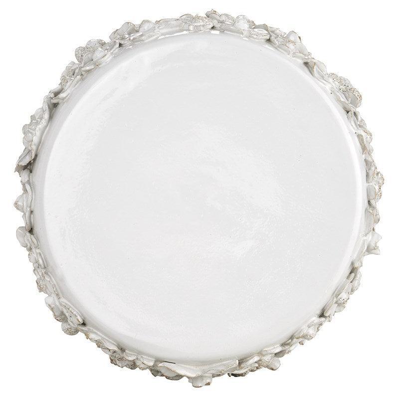 White Ceramic Floral Accent Table - Belle Escape