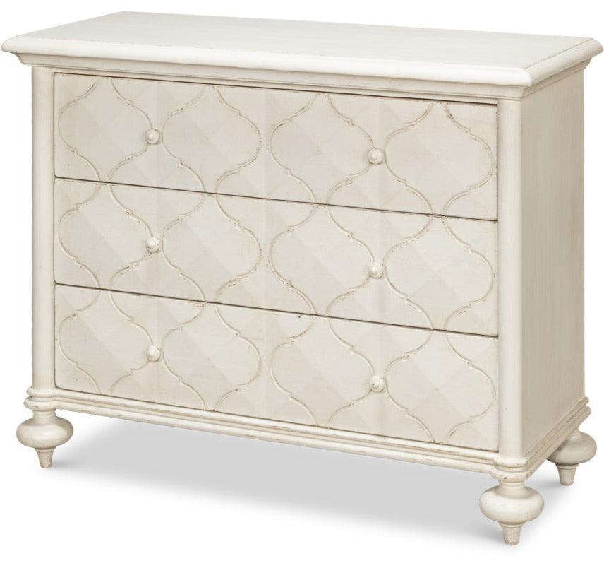 White Cottage Diamond 3-Drawer Chest - Belle Escape