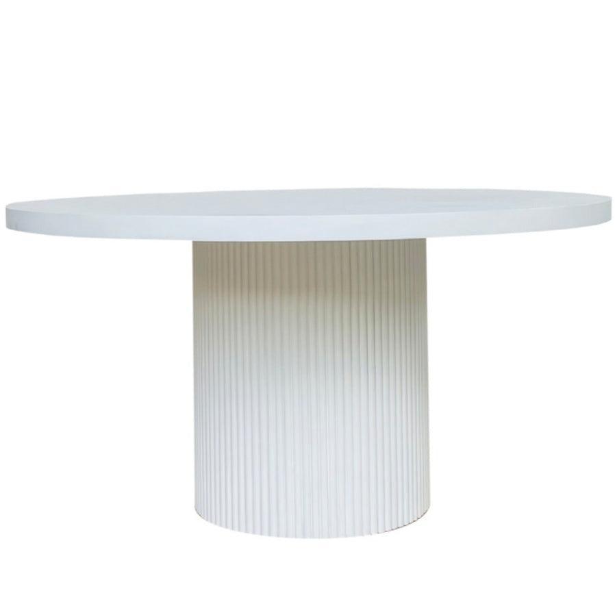 White Elle Mindi Wood Round Dining Table - Belle Escape