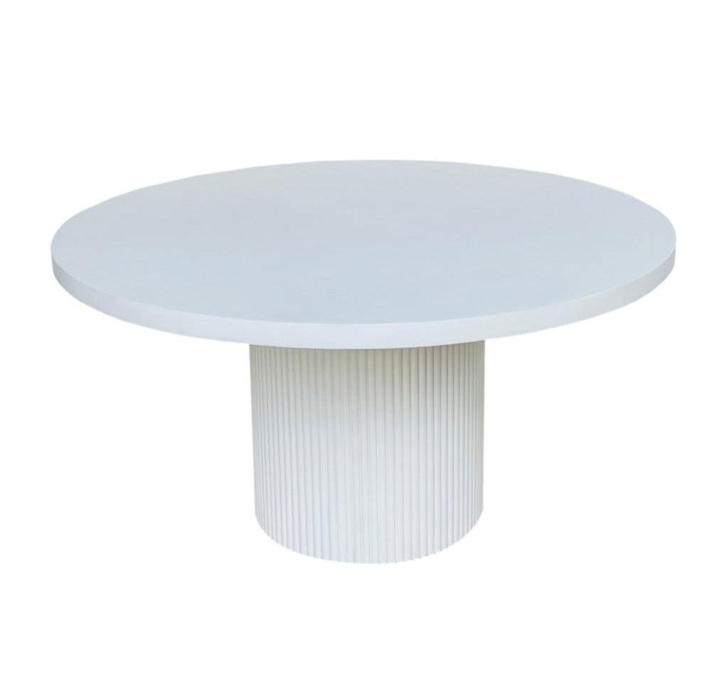 White Elle Mindi Wood Round Dining Table - Belle Escape