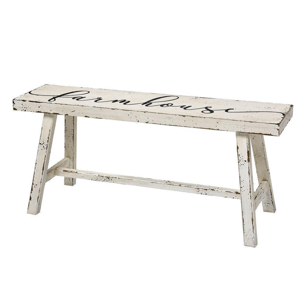 White Farmhouse Script Bench - Belle Escape