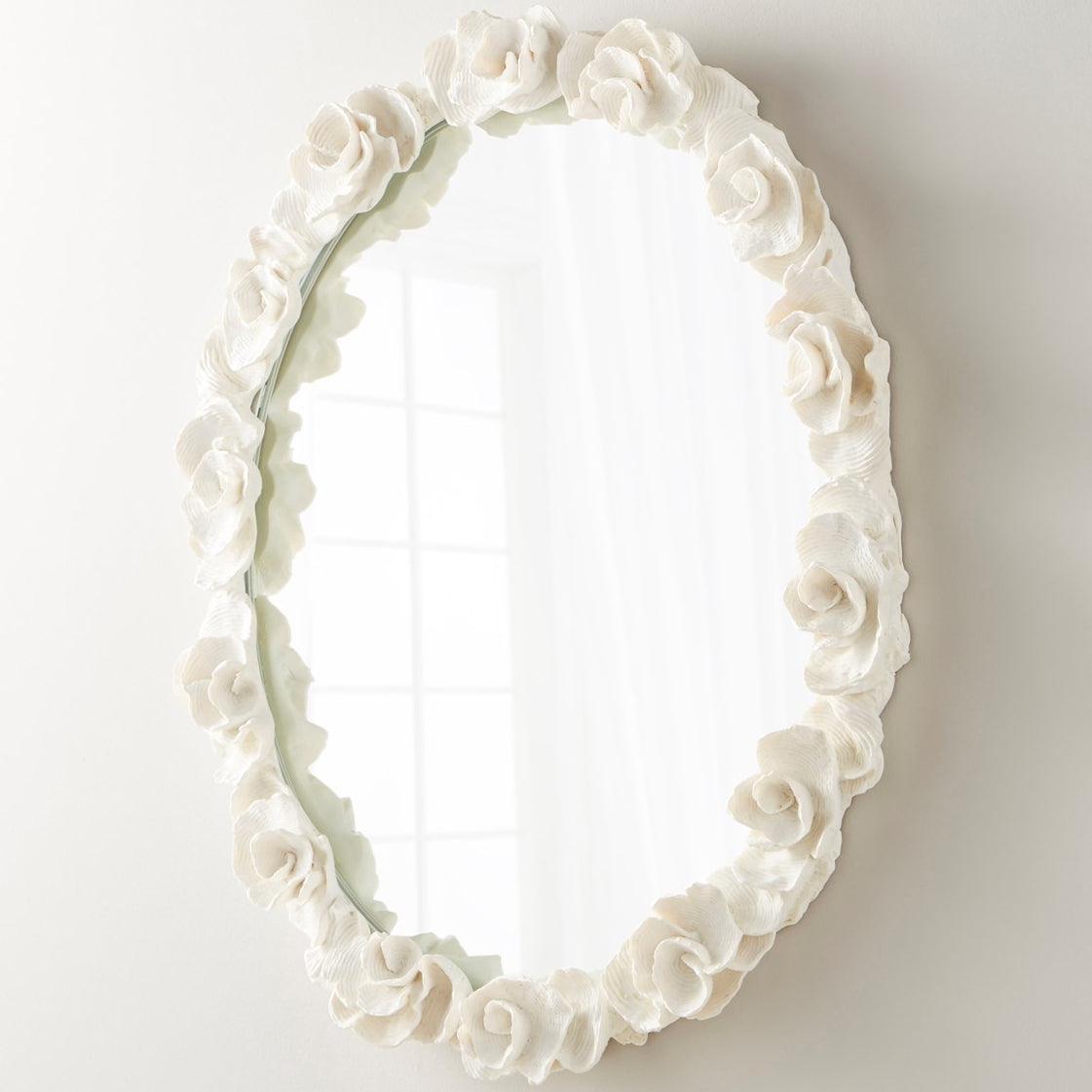White Floral Accent Mirror - Belle Escape