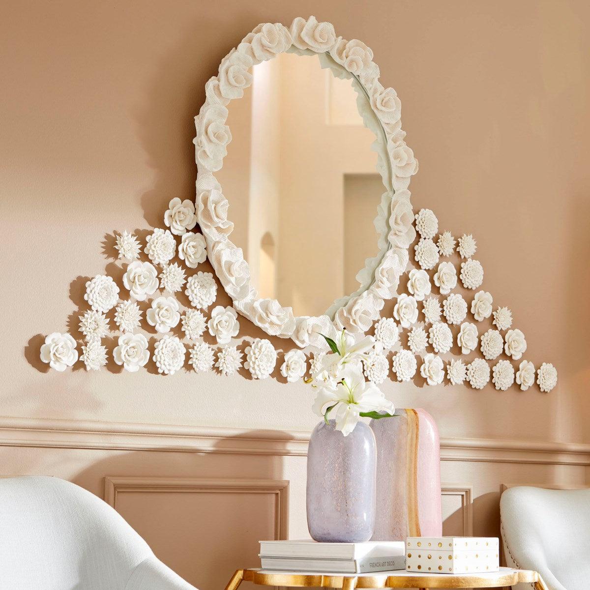 White Floral Accent Mirror - Belle Escape