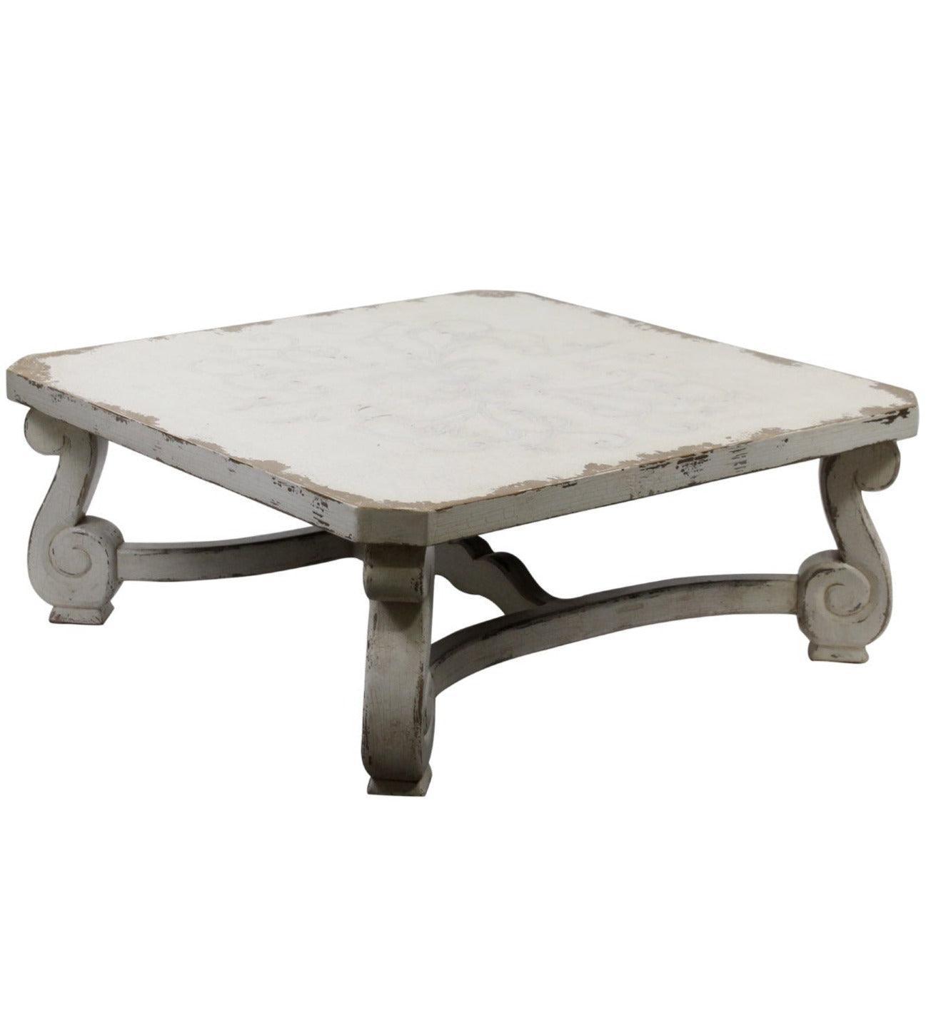 White Francesa Scroll Coffee Table - Belle Escape