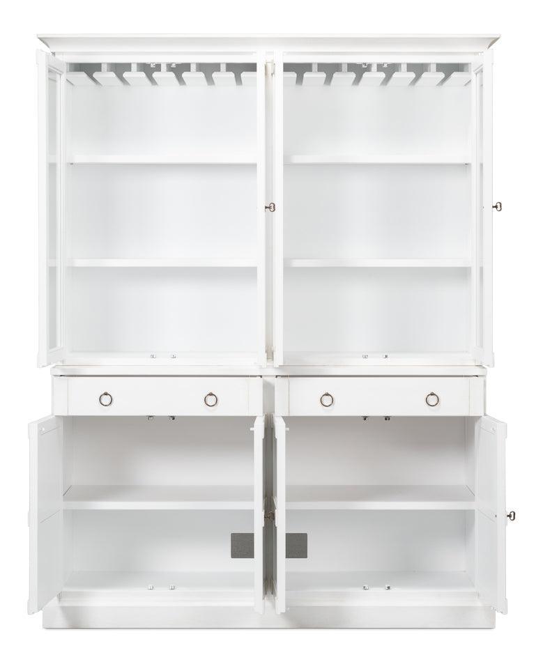 White Glass Front Cabinet with Drawers - Belle Escape