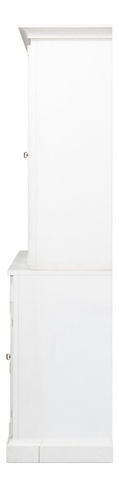 White Glass Front Cabinet with Drawers - Belle Escape