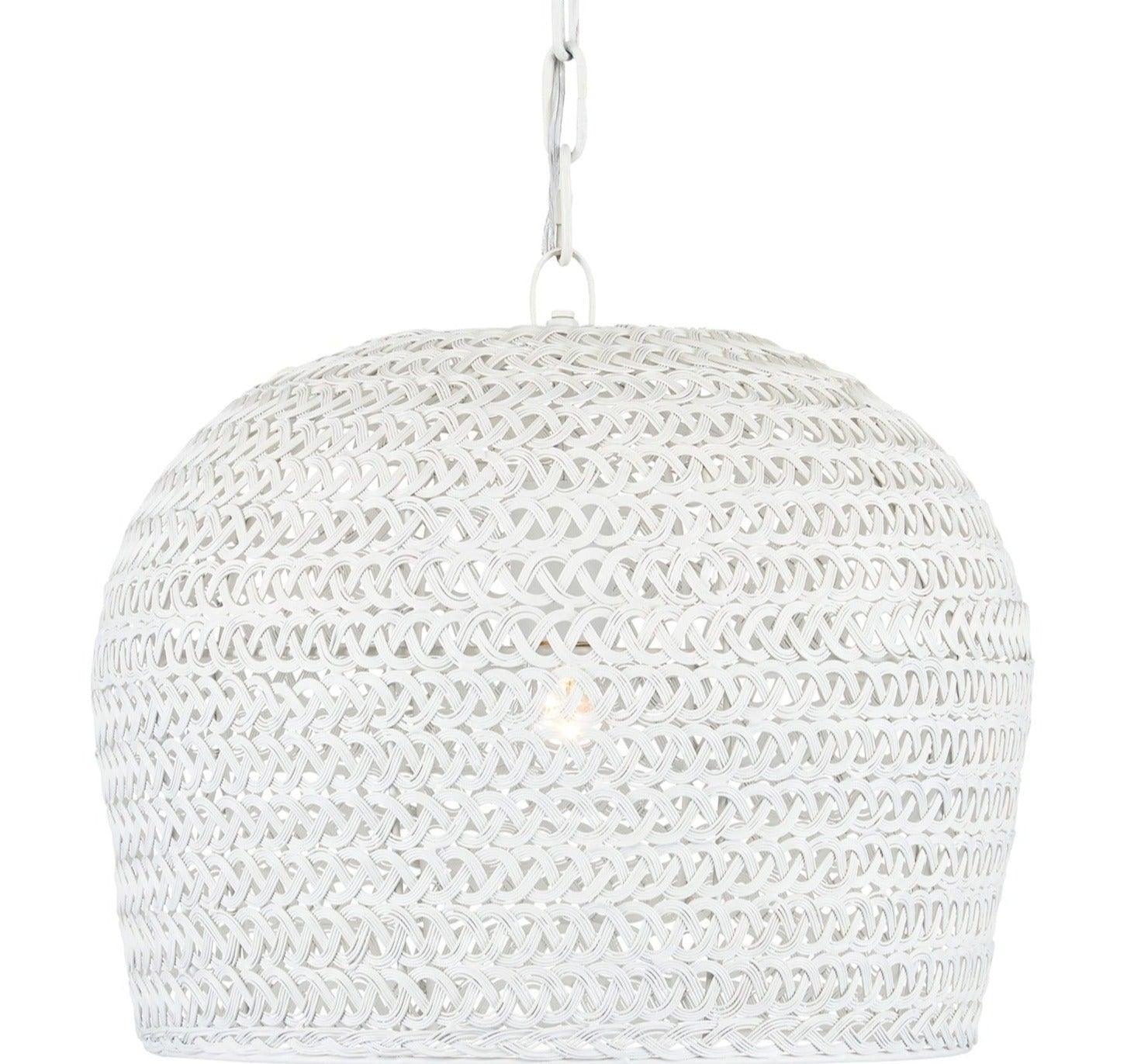 White Iron Woven Dome Chandelier - Belle Escape