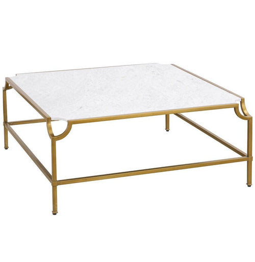 White Marble & Gold Contemporary Glam Coffee Table – Belle Escape