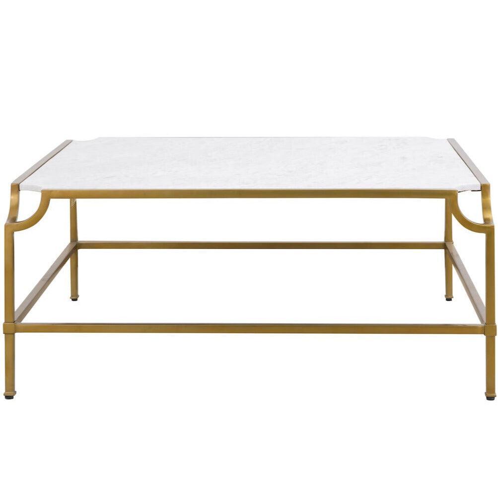 White Marble & Gold Coffee Table - Belle Escape