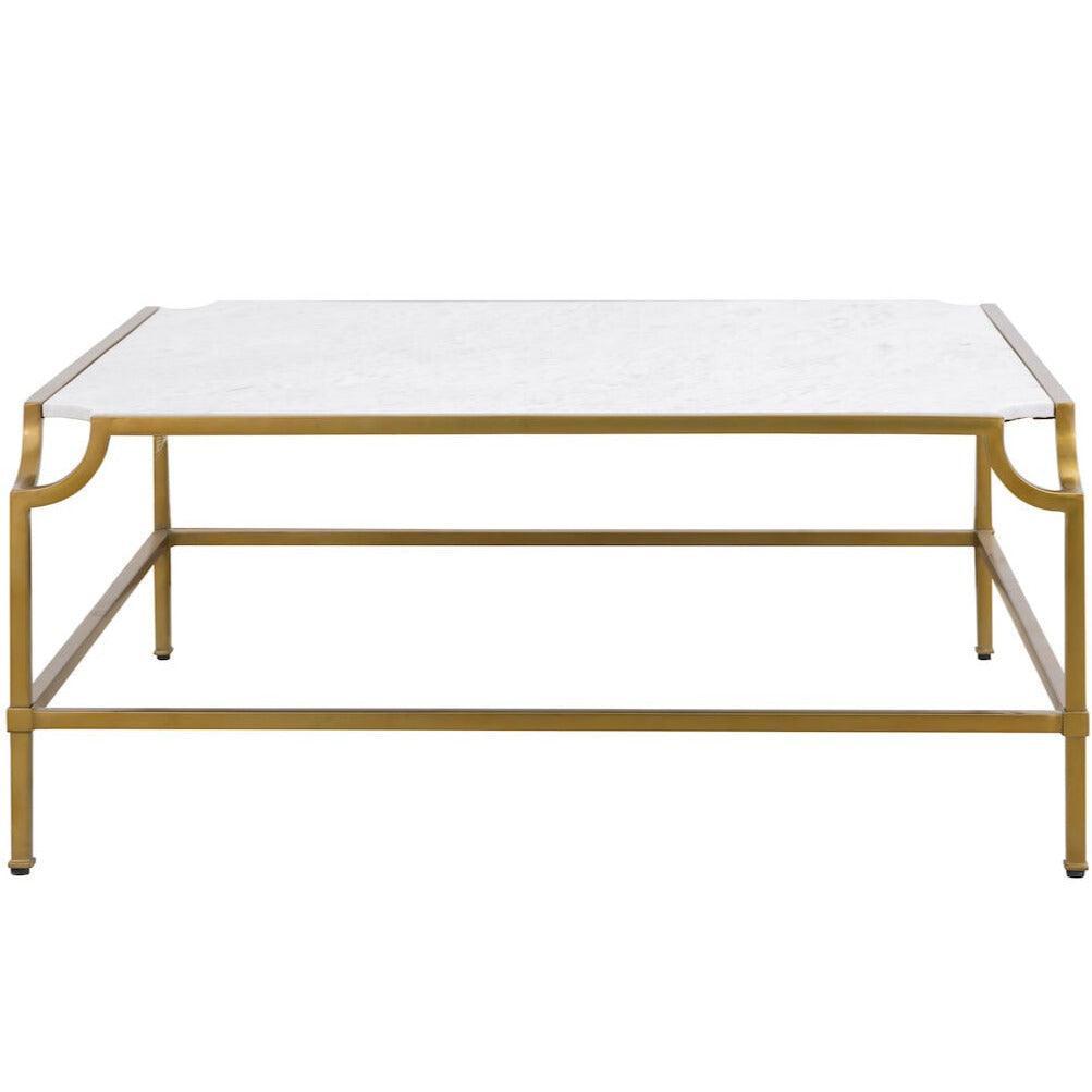 White Marble & Gold Contemporary Glam Coffee Table – Belle Escape