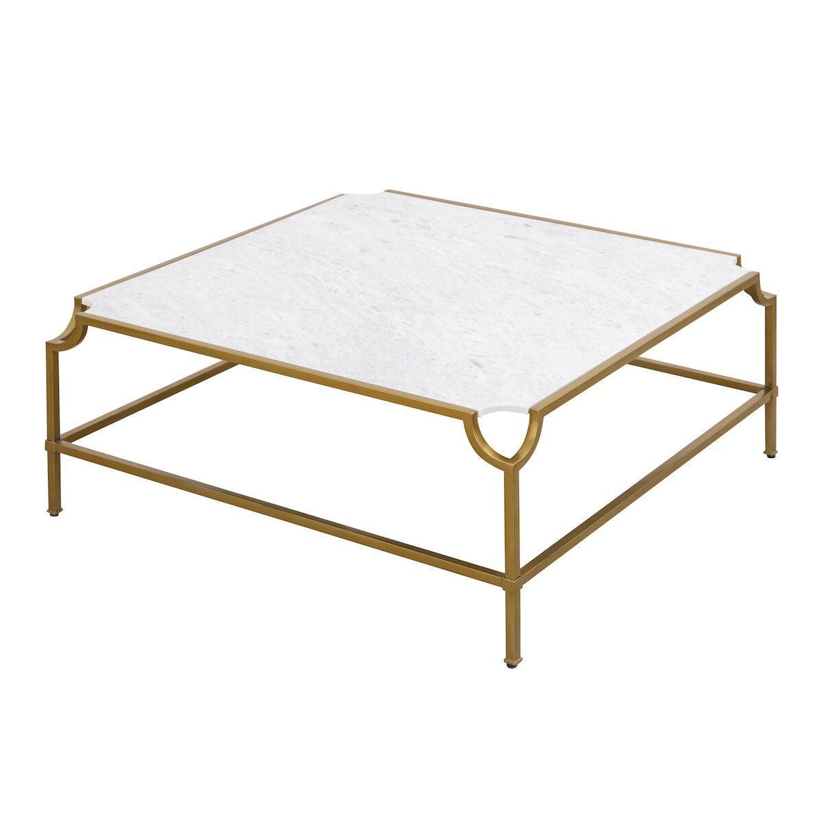 White Marble & Gold Contemporary Glam Coffee Table – Belle Escape