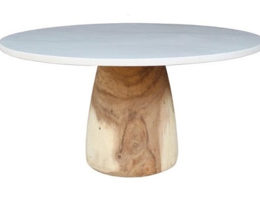 White Round Coastal Dining Table - Belle Escape