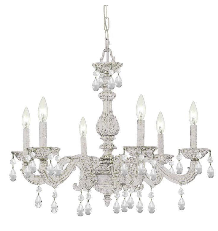 White Shabby Chic Chandelier with Crystals - Belle Escape