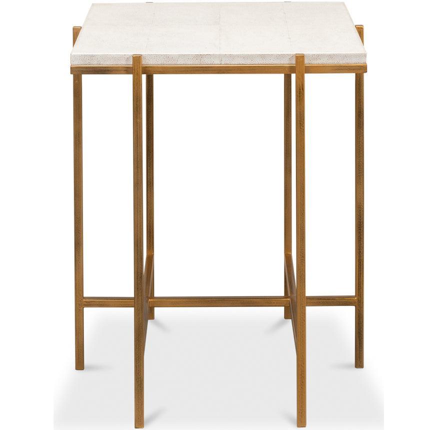 White Shagreen Accent Table - Belle Escape