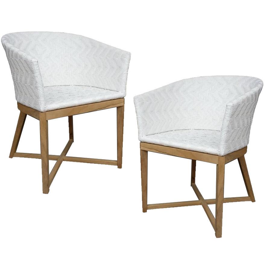White Textured Boho Outdoor Dining Chair - Belle Escape