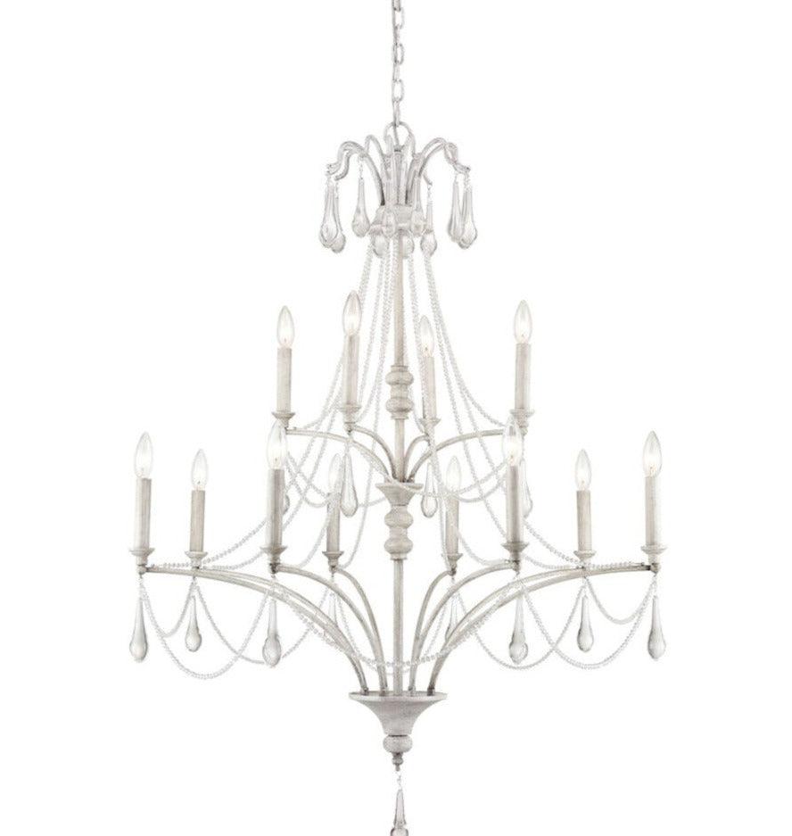 White Tiered Vintage French Chandelier - Belle Escape