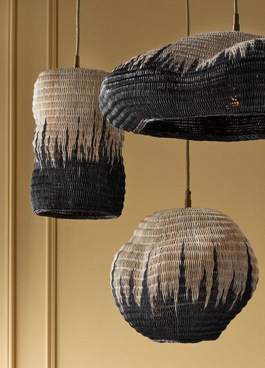 Wicker Beige and Black Saucer Chandelier - Belle Escape