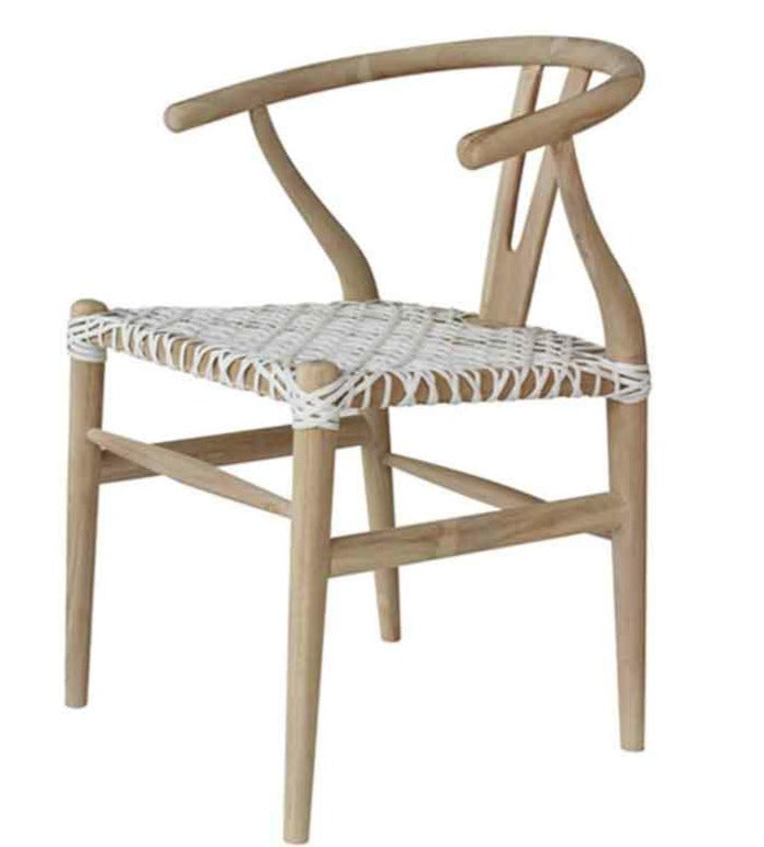 Wishbone White Woven Seat Dining Chair - Belle Escape