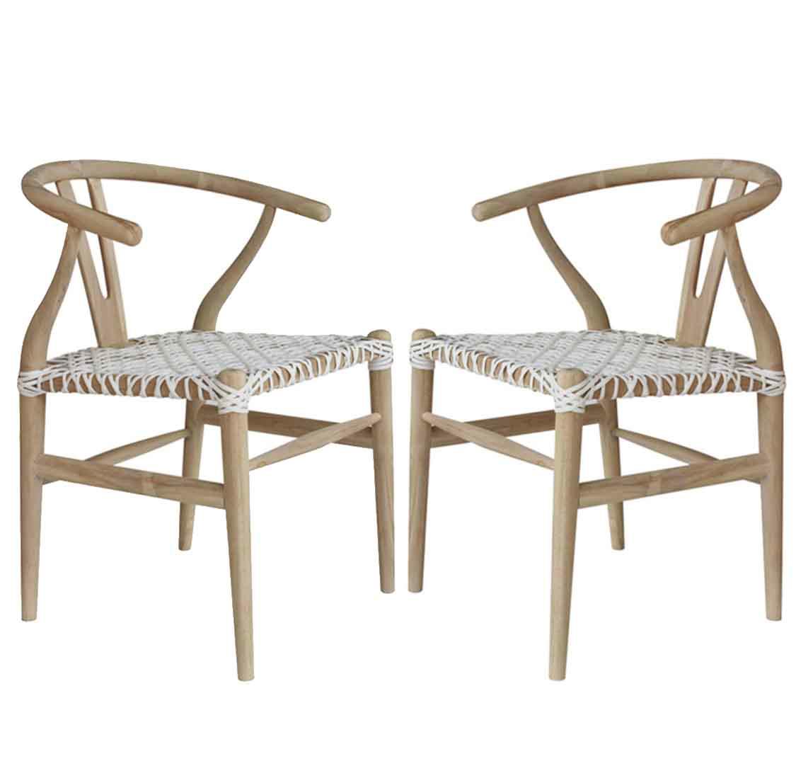 Wishbone White Woven Seat Dining Chair - Belle Escape