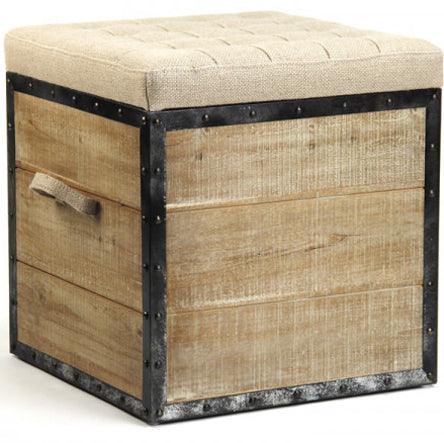 Wood and Metal Crate Ottoman - Belle Escape