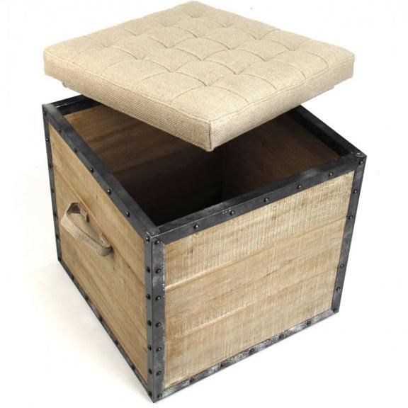 Wood and Metal Crate Ottoman - Belle Escape
