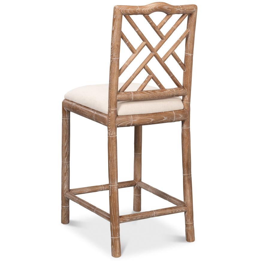 Wood Carved Bamboo Counter Stool - Belle Escape